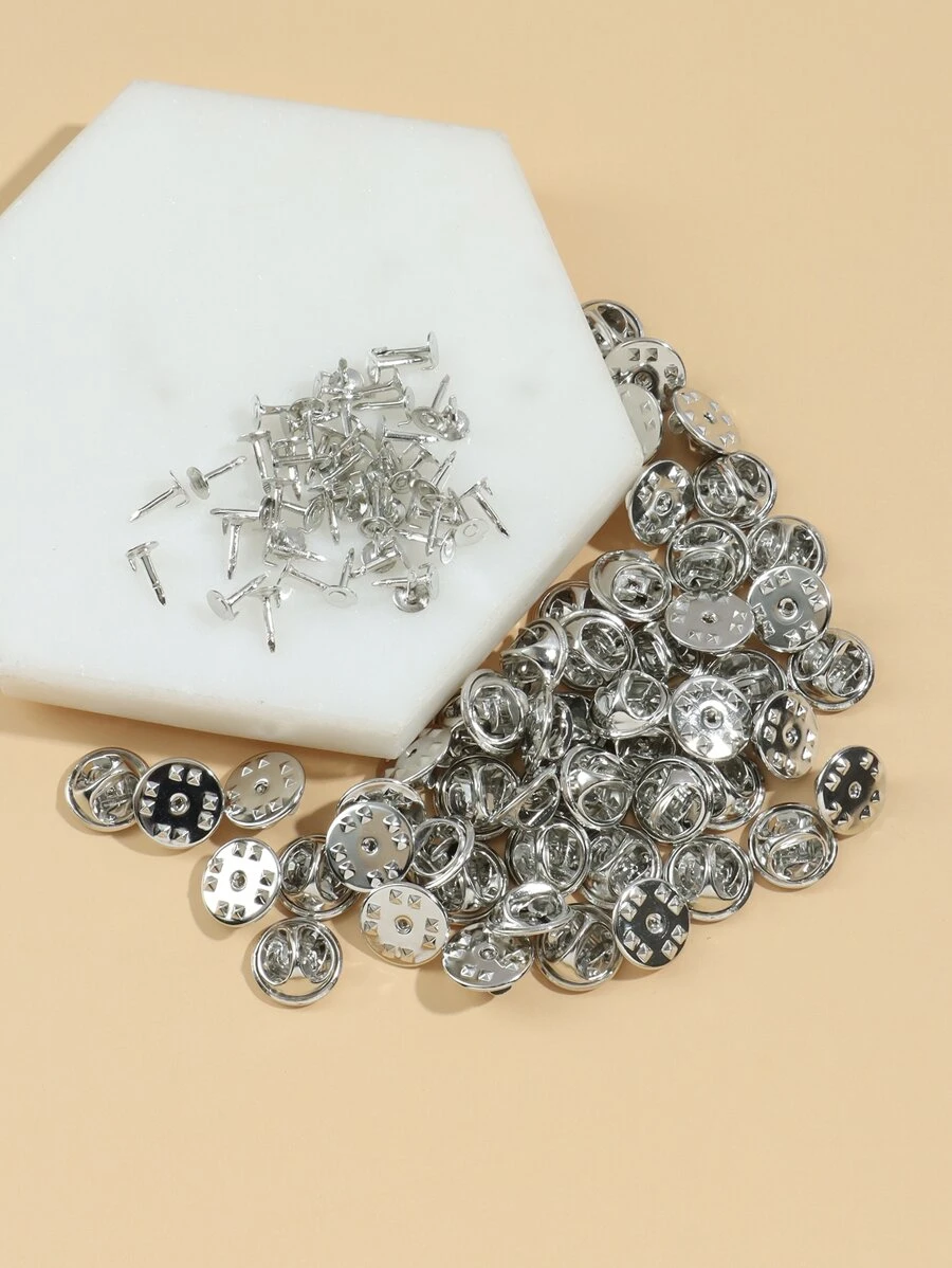 50pcs Brooch Clasp DIY Jewelry Accessory - Ancient Silver - View 1