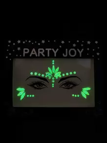 Party Joy 2pcs/Set 3d Festival Face Gems (1 Glow-In-The-Dark & 1 Non Glow-In-The-Dark) Diy Makeup Mask Decoration For Party, Music Festival And Performance - Multicolor - View 2