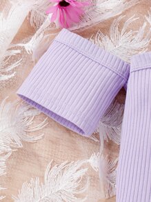 女孩挖肩T恤和蝴蝶圖案紙袋腰短褲 - 彩色 - 查看 6