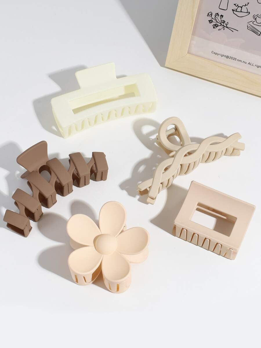 5入組方形和花卉設計髮夾,休閒使用 - 彩色 - 查看 1