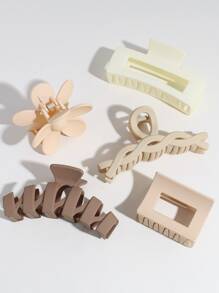 5入組方形和花卉設計髮夾,休閒使用 - 彩色 - 查看 2