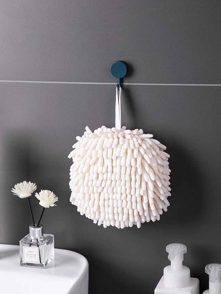 1pc Kitchen Hanging Quick-Drying Cleaning Handball, Hangable Bathroom Absorbent Soft Accessories, Home Towels Hand Towel - White - View 1