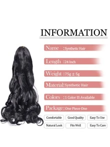 24 英寸，75 克/包，法式捲曲編織接發，鬆散波浪和彈性，合成接發 - 黑色 - 查看 5