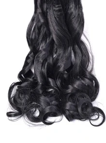 24 英寸，75 克/包，法式捲曲編織接發，鬆散波浪和彈性，合成接發 - 黑色 - 查看 7