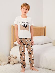 Boys Panda & Letter Graphic PJ Set - Multicolor - View 5