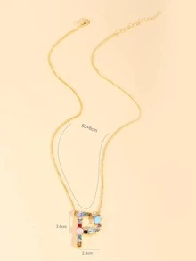 Rhinestone Decor Letter Charm Necklace - Multicolor - View 5