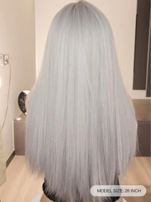 長款直筒人造假髮帶劉海 - 灰色 - 查看 2