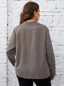 SHEIN Clasi Plus Allover Print Blouse - Multicolor - View 2