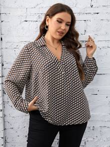 SHEIN Clasi Plus Allover Print Blouse - Multicolor - View 4