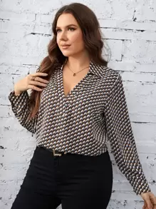 SHEIN Clasi Plus Allover Print Blouse - Multicolor - View 5