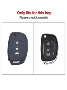1pc Silicone Car Key Case Compatible With Hyundai, Key Fob Cover - Black - View 4