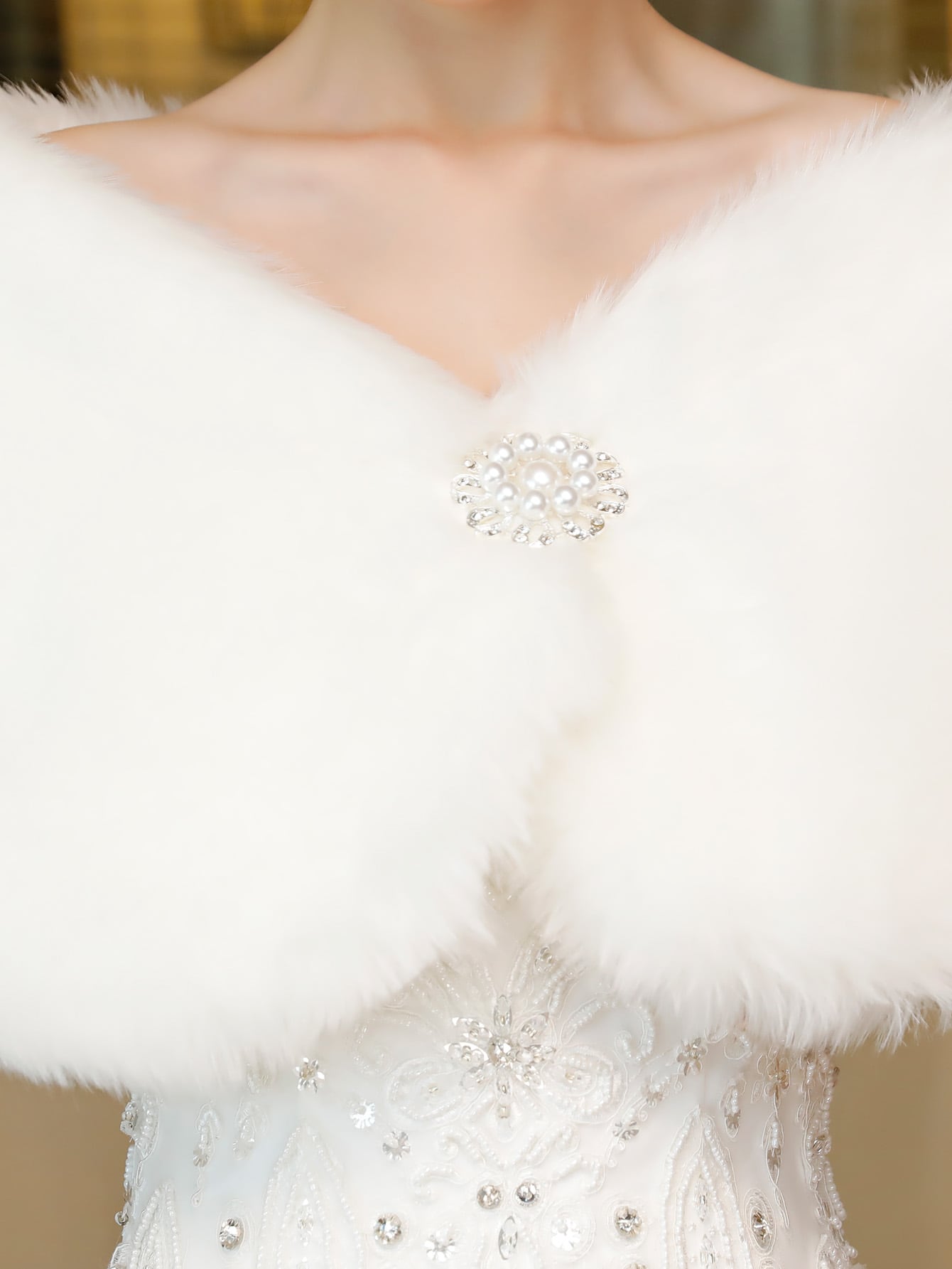 1 قطعة شال طويل مرن من فرو الأرنب الصناعي دافئ، كا...