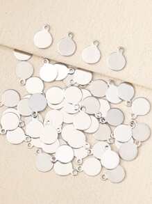 50 chiếc mặt dây chuyền tự làm tròn bằng thép không gỉ - Bạc - Xem 1