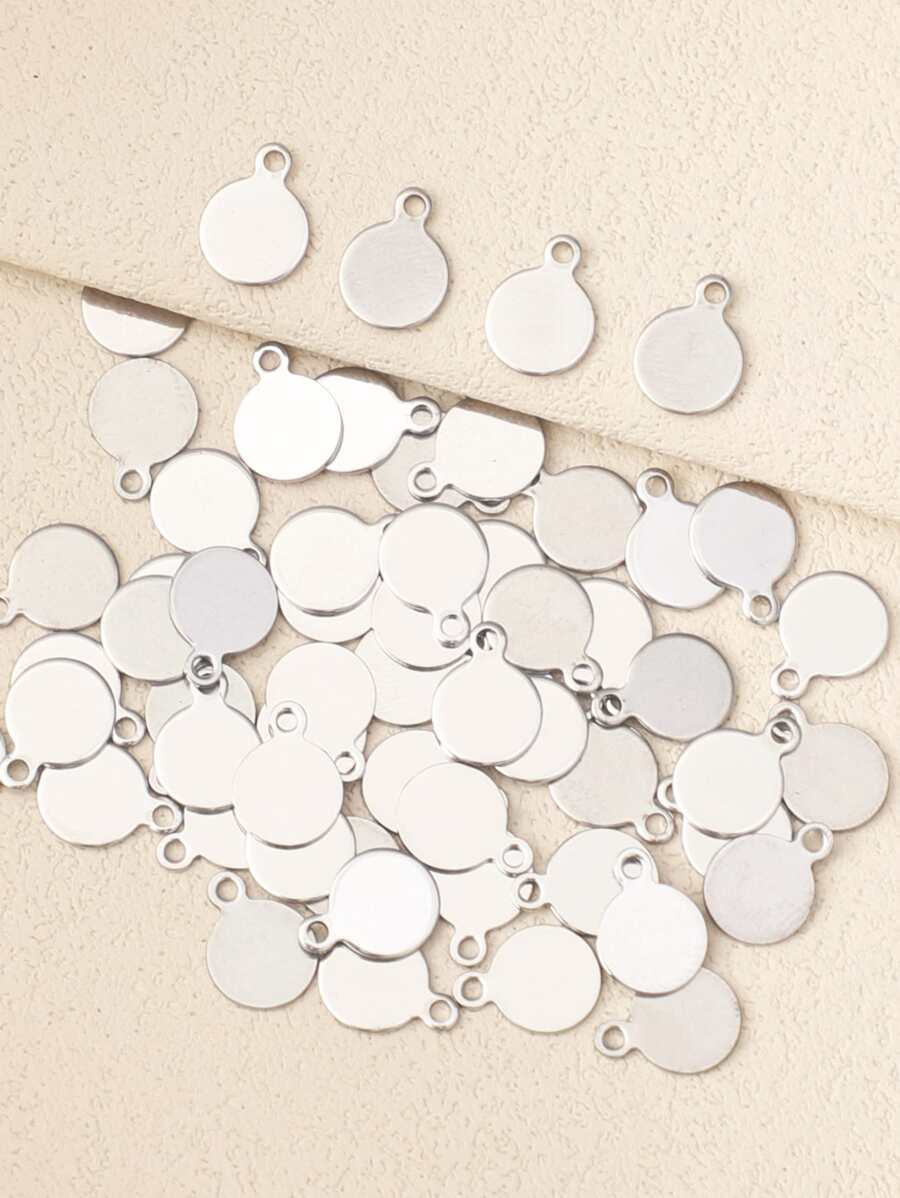 50 chiếc mặt dây chuyền tự làm tròn bằng thép không gỉ - Bạc - Xem 1