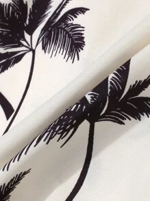 SHEIN Boys Tropical Print Shirt & Shorts Without Tee - Apricot - View 3