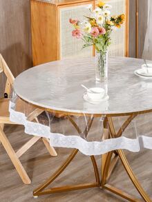 1pc Clear Waterproof Tablecloth - Clear - View 3