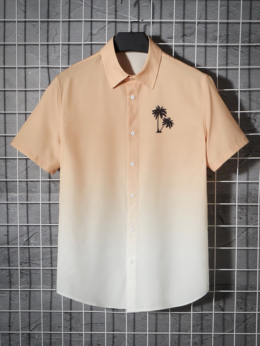 Manfinity Men Ombre Palm Tree Print Shirt - Multicolor - View 1