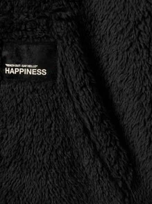 Manfinity Men Colour Block Kangaroo Pocket Drawstring Teddy Hoodie - Black - View 3