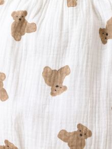 男嬰小熊印花吊帶連體衣和帽 - 白色 - 查看 5