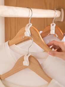 Thicker Fashionable Clothes Hanger Connector Clips To Save Space, Space-Saving Wardrobe Organizer, Home Stackable Hanger Accessory - White - View 3