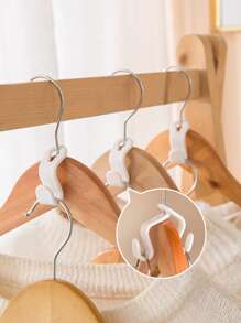 Thicker Fashionable Clothes Hanger Connector Clips To Save Space, Space-Saving Wardrobe Organizer, Home Stackable Hanger Accessory - White - View 6