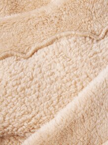 Manfinity 男士撞色袋鼠口袋抽繩毛絨帽衫 - 卡其色 - 查看 4