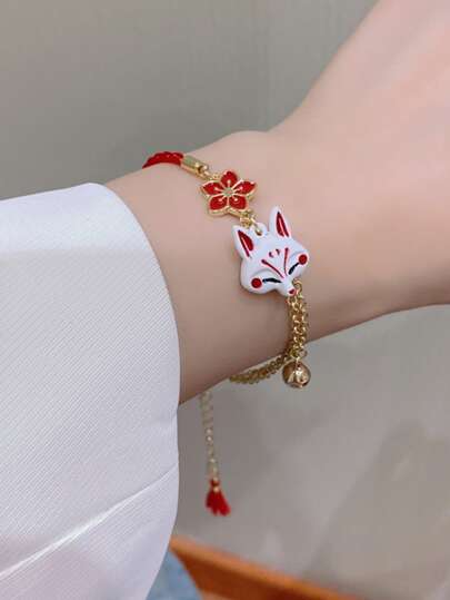 Flower & Fox Head Decor Bracelet Valentines