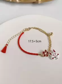Flower & Fox Head Decor Bracelet Valentines - Multicolor - View 3