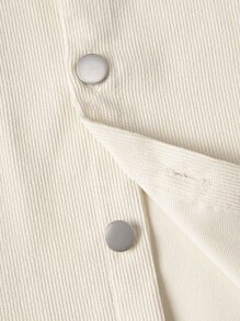 Manfinity Homme 男士燈芯絨翻蓋口袋前排扣襯衫 - 卡其色 - 查看 5