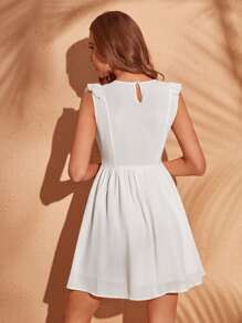 SHEIN VCAY Vestido con bordado floral ribete con fruncido - Blanco - Ver 2