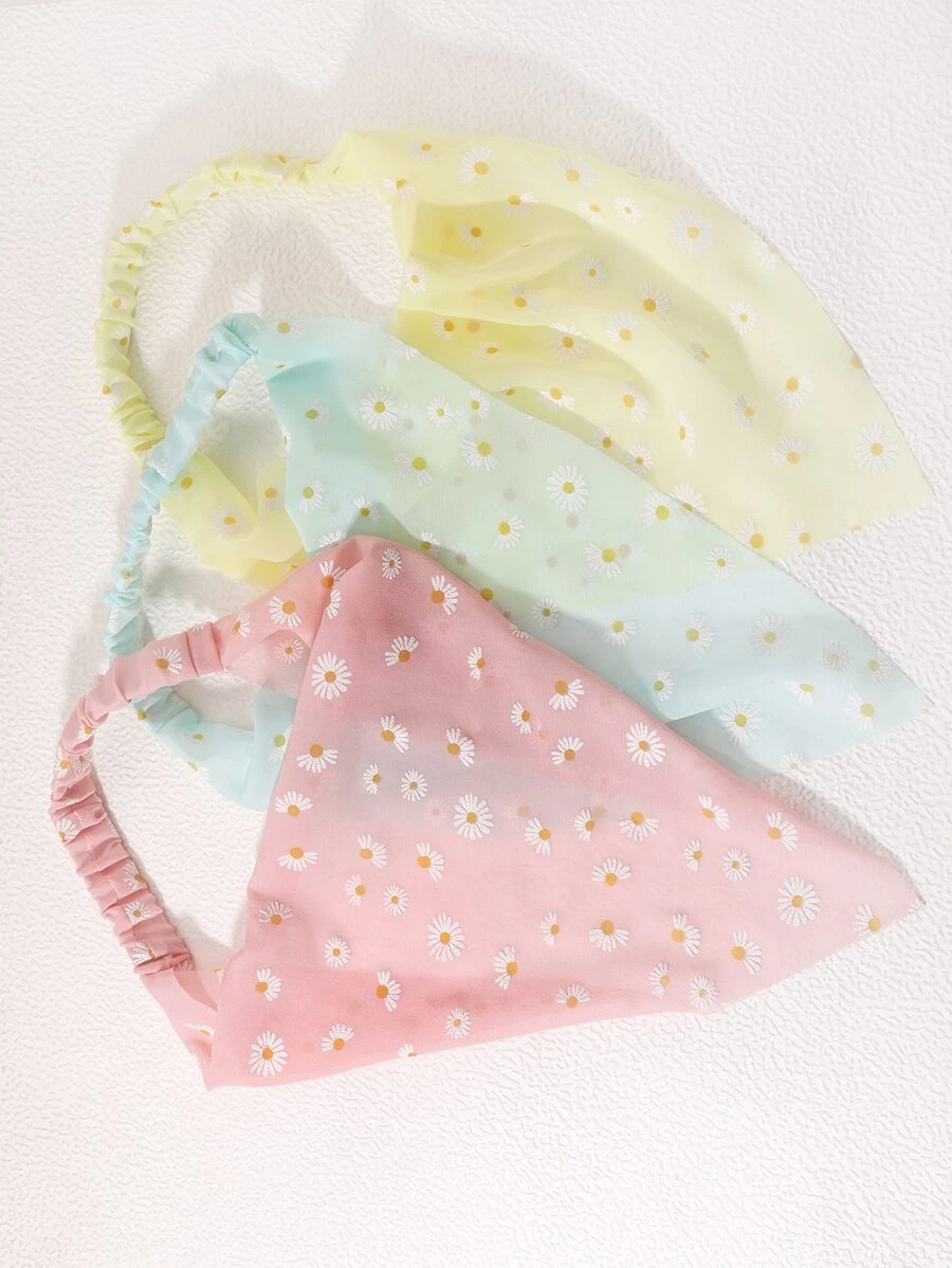 3 piezas Pañuelo con estampado de margarita - Multicolor - Ver 1