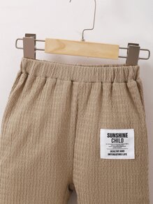 Toddler Boys Letter Patched Detail Trousers - Mocha Brown - View 3