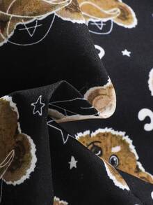 小男童小熊印花襯衫和短褲不帶T恤 - 黑色 - 查看 4