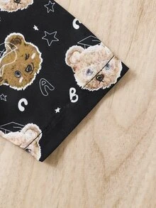 小男童小熊印花襯衫和短褲不帶T恤 - 黑色 - 查看 5