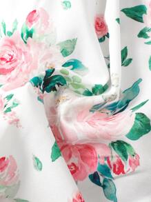 Toddler Girls Floral Print Ruffle Trim Bow Front Dress - White - View 5