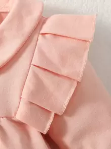 Baby Letter Embroidery Ruffle Trim Baby Sleep Tee & Footed Trousers - Multicolor - View 4