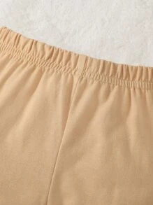 嬰兒小熊印花睡連體衣和包腳長褲