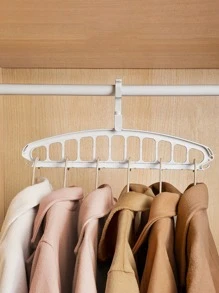 1pc Multifunction Plain Hanger Organizer Rack - White - View 2