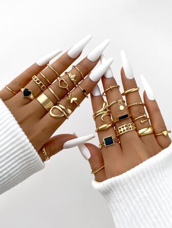 17KM 27 件心形和蝴蝶装饰戒指情人节