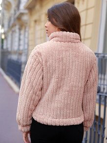 SHEIN Frenchy 秋冬落肩纽扣法兰绒夹克