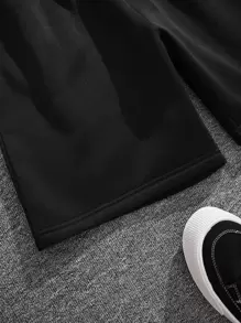 Manfinity Dauomo Men Drawstring Waist Slant Pocket Shorts - Black - View 7