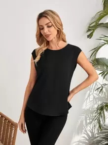 EMERY ROSE Áo sơ mi nữ Nút Tương phản ren màu trơn Giải trí - màu đen - Xem 5