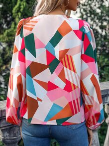 SHEIN LUNE Áo sơ mi nữ Hình học Tất cả trên in Giải trí - Nhiều màu - Xem 3