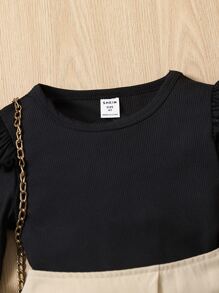 Toddler Girls Ruffle Trim Tee & Bow Front Asymmetrical Hem Skirt - Multicolor - View 3