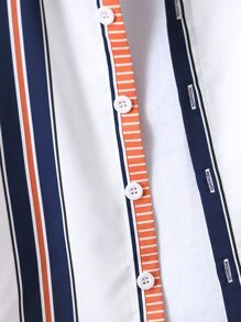 Toddler Boys Striped & Bear Patched Shirt & Shorts Without Tee - Multicolor - View 5