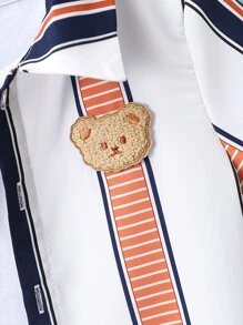 Toddler Boys Striped & Bear Patched Shirt & Shorts Without Tee - Multicolor - View 4