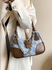 Bolso baguette para axila diagonal, con cadena de textura versátil, para fiesta de fans, nueva y hermosa diosa, a la moda y a la moda - Multicolor - Ver 1