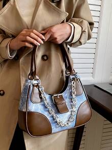 Bolso baguette para axila diagonal, con cadena de textura versátil, para fiesta de fans, nueva y hermosa diosa, a la moda y a la moda - Multicolor - Ver 2