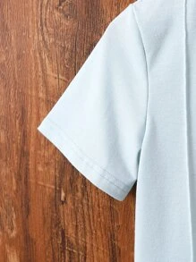 SHEIN Boys Press Crease Tee & Shorts - Baby Blue - View 5