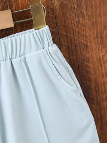 SHEIN Boys Press Crease Tee & Shorts - Baby Blue - View 6